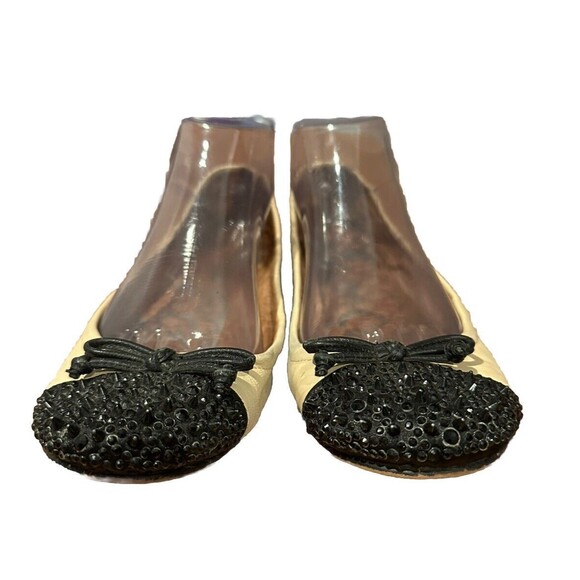Sam Edelman Beatrix Ballet Flat Ballerina Studded Spike Cream Black Toe 8.5 M - Picture 2 of 11